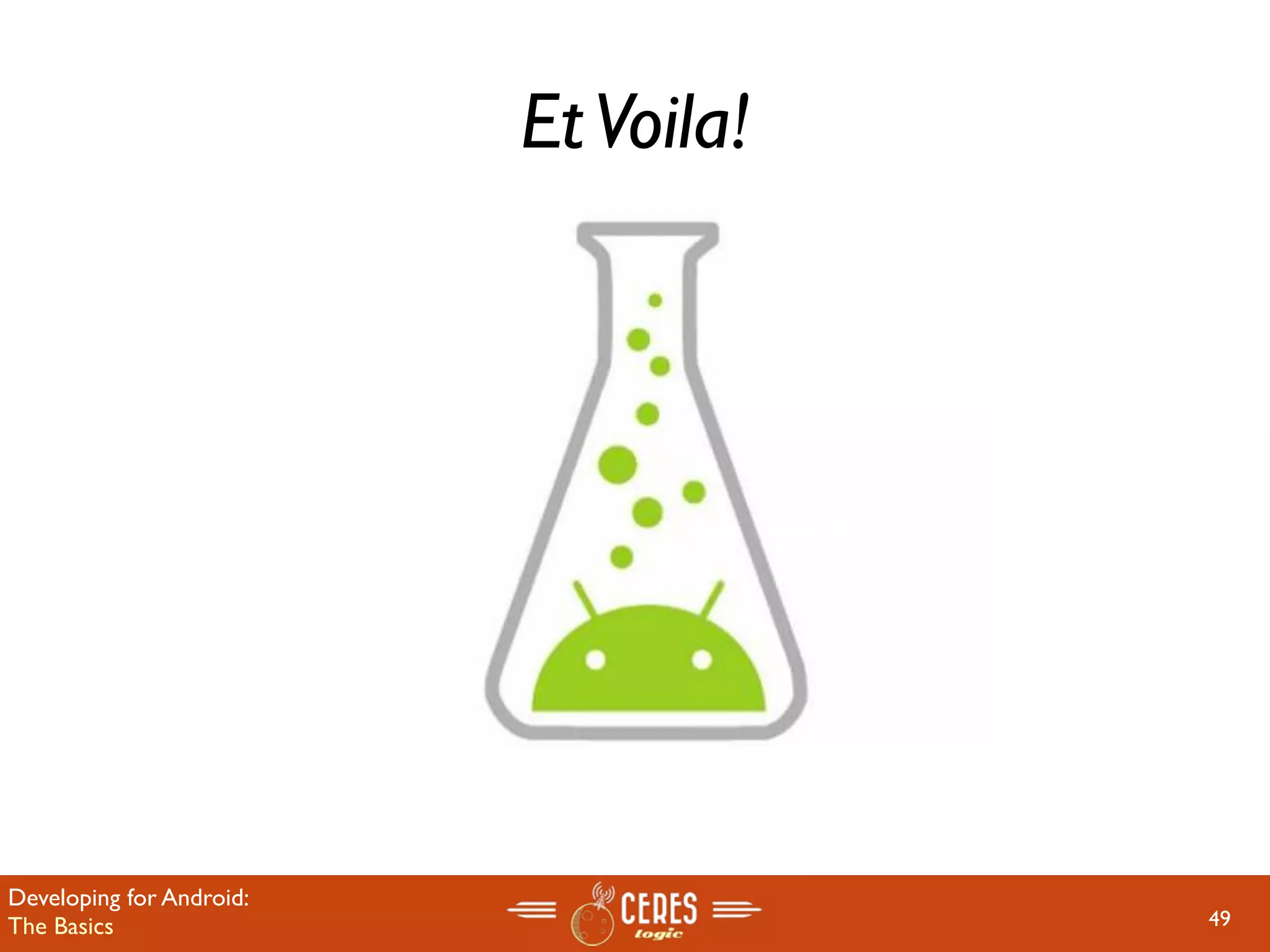 Et Voila!




Developing for Android:
The Basics                            49
 