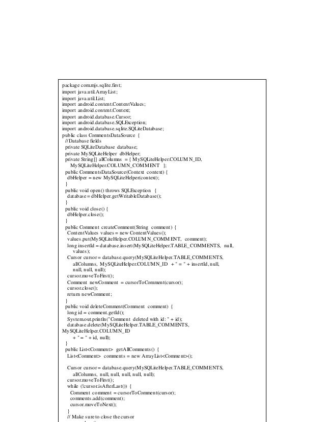 Dbhelper Class In Java