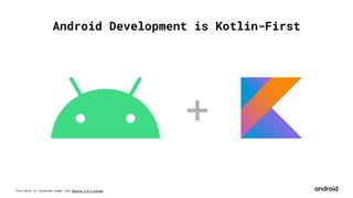 This work is licensed under the Apache 2.0 License
Android Development is Kotlin-First
 