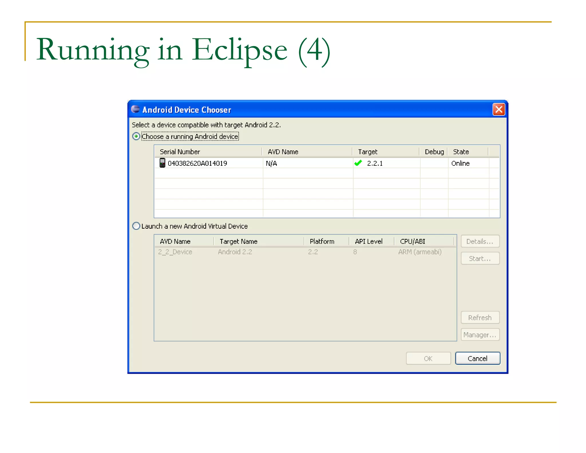 Running in Eclipse (4)
 