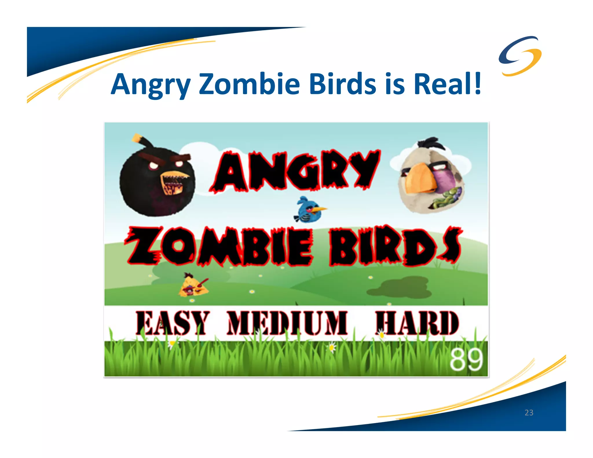 Angry Zombie Birds is Real!




                              23
 