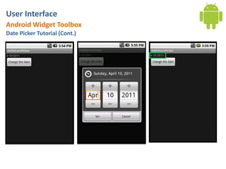 Android User Interface Tutorial: DatePicker, TimePicker & Spinner | PPTX