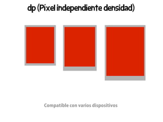 dp (Píxel independiente densidad)




     Compatible con varios dispositivos
 