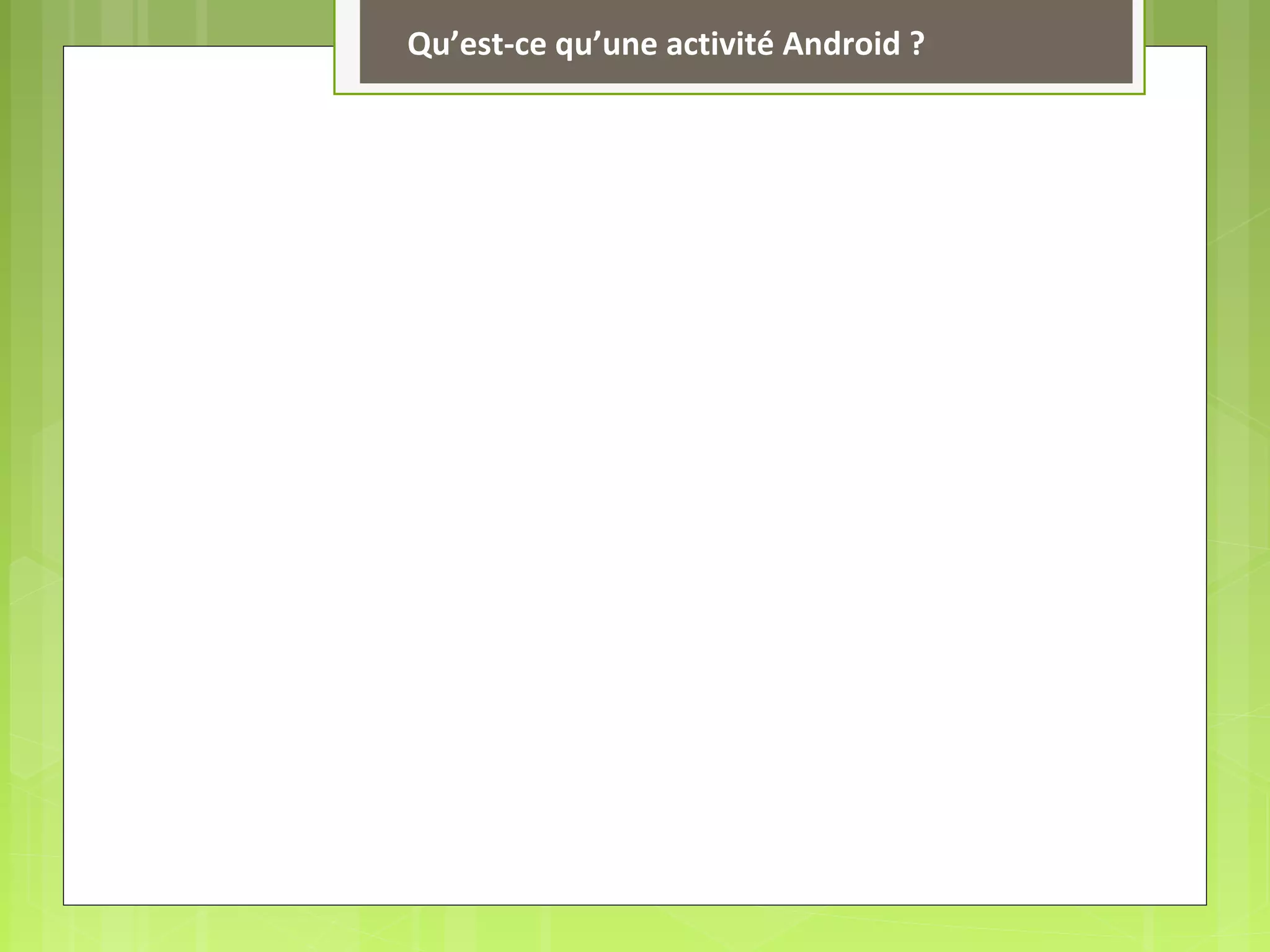 Qu’est-ce qu’une activité Android ?
 