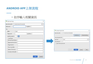 25Presented By: Duran Hsieh
ANDROID APP上架流程
• 依序輸入相關資訊
 