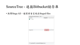 SourceTree - BBitbucket
? cStage AllnʬFStaged files
 