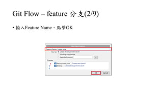 Git Flow C feature ֧(2/9)
? ݔFeature NamecOK
 