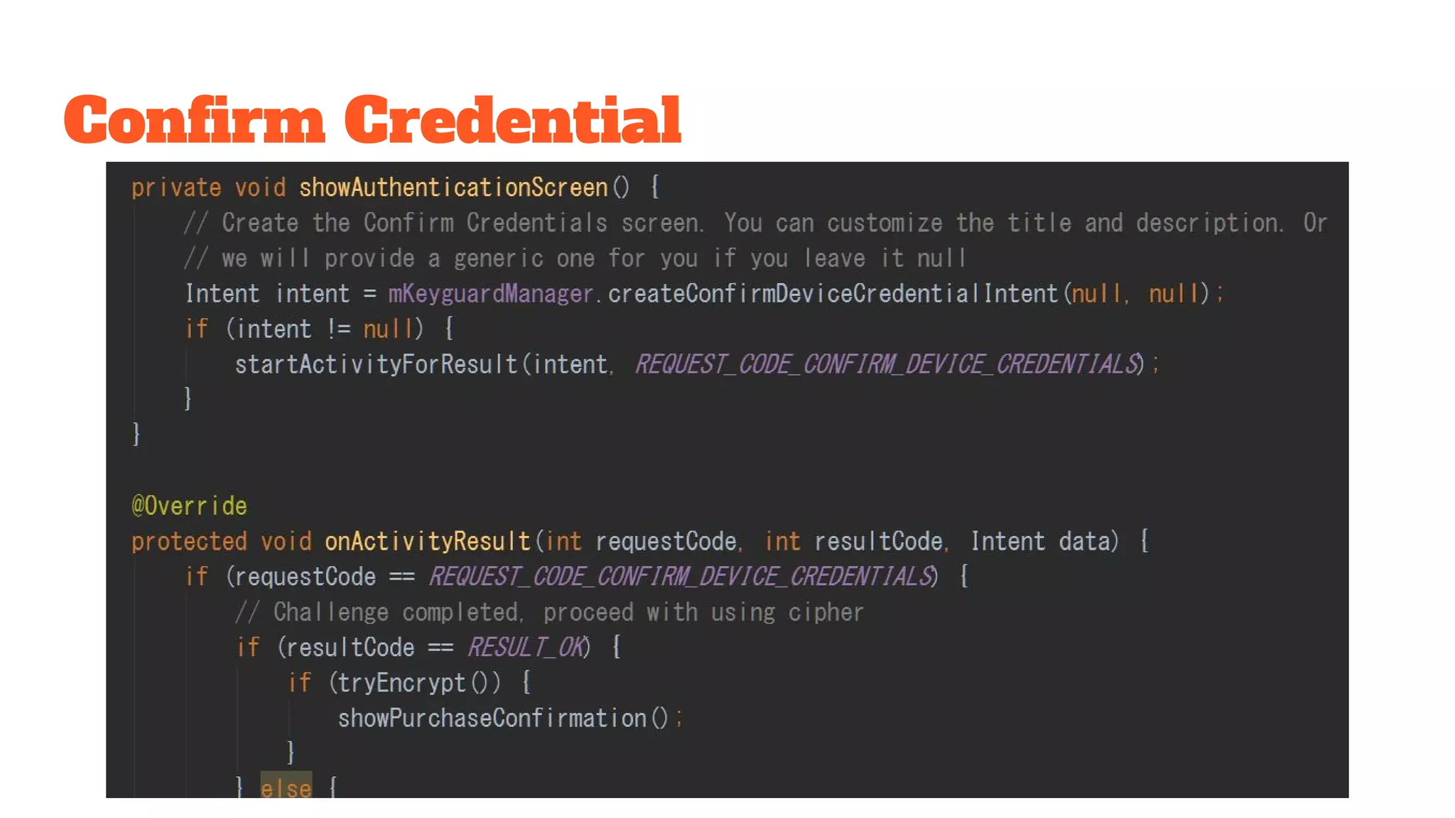 Confirm Credential
 