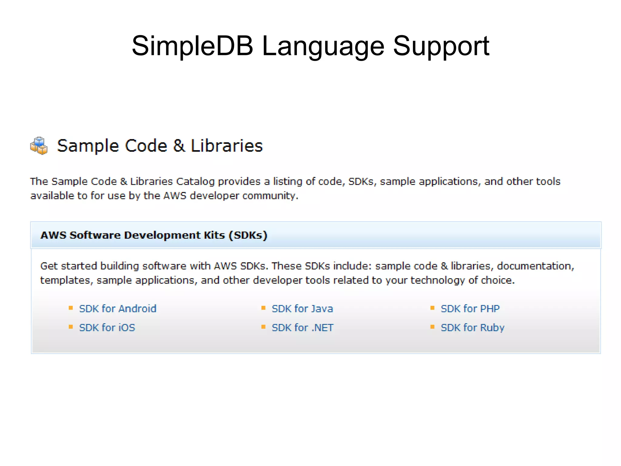 SimpleDB Language Support 
