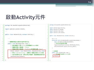 啟動Activity元件
64
 