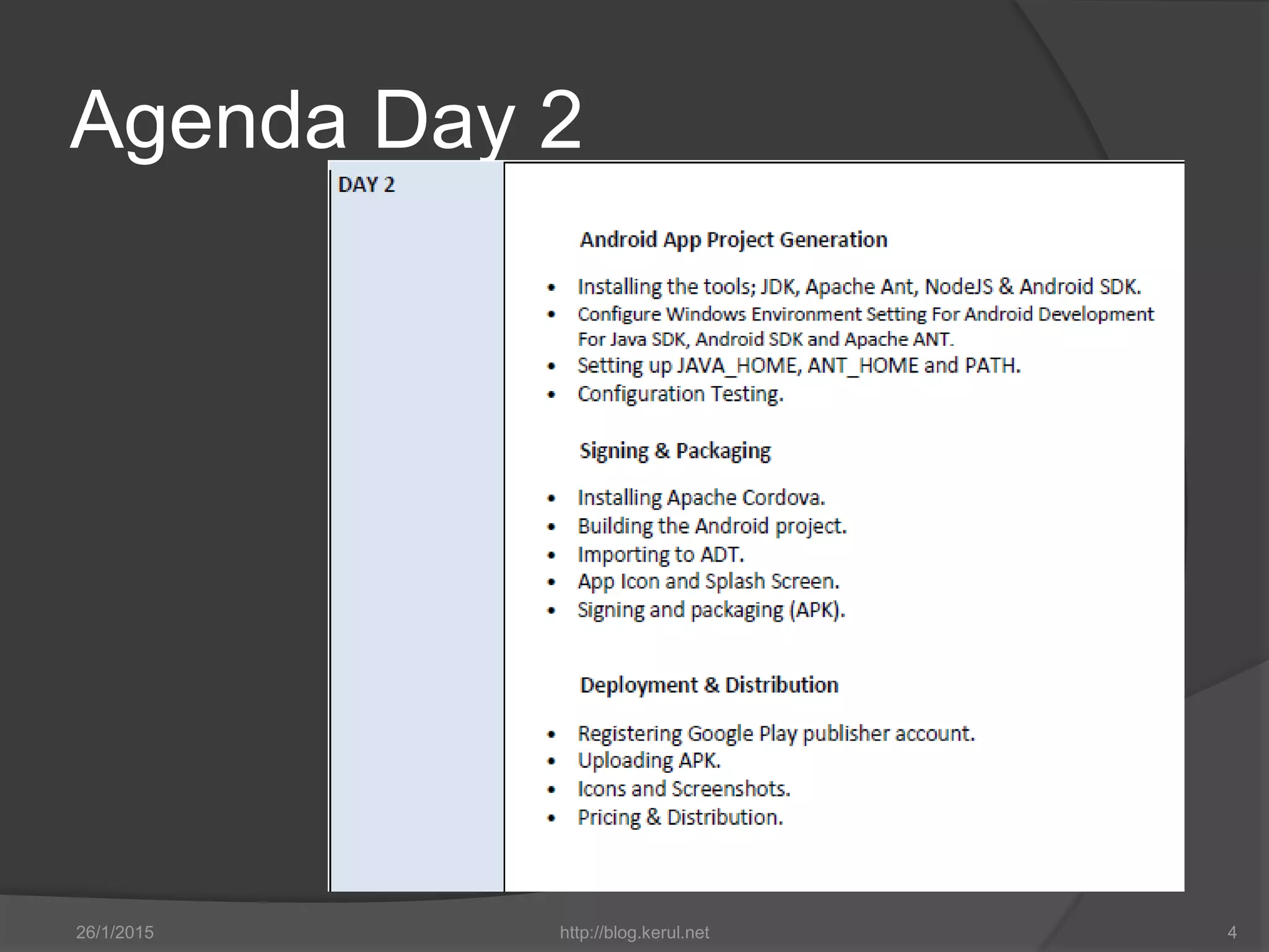 Agenda Day 2
26/1/2015 http://blog.kerul.net 4
 