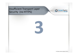 Insufficient Transport Layer
Security (no HTTPS)
 