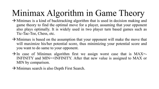 Tic Tac Toe using Mini Max Algorithm | PPTX
