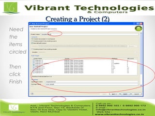 Creating a Project (2)Creating a Project (2)
Need
the
items
circled
Then
click
Finish
 