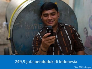 249,9 juta penduduk di Indonesia
* Per 2013, Google
 