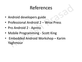 Using the Map ControllerUse the Map Controller to pan and zoom a MapView.MapControllermapController = myMapView.getController();Map locations in the Android mapping classes are represented by GeoPoint objects, which contain latitude and longitude measured in microdegrees. To convert degrees to microdegrees, multiply by 1E6 (1,000,000).Double lat = 37.422006*1E6;Double lng = -122.084095*1E6;GeoPoint point = new GeoPoint(lat.intValue(), lng.intValue());