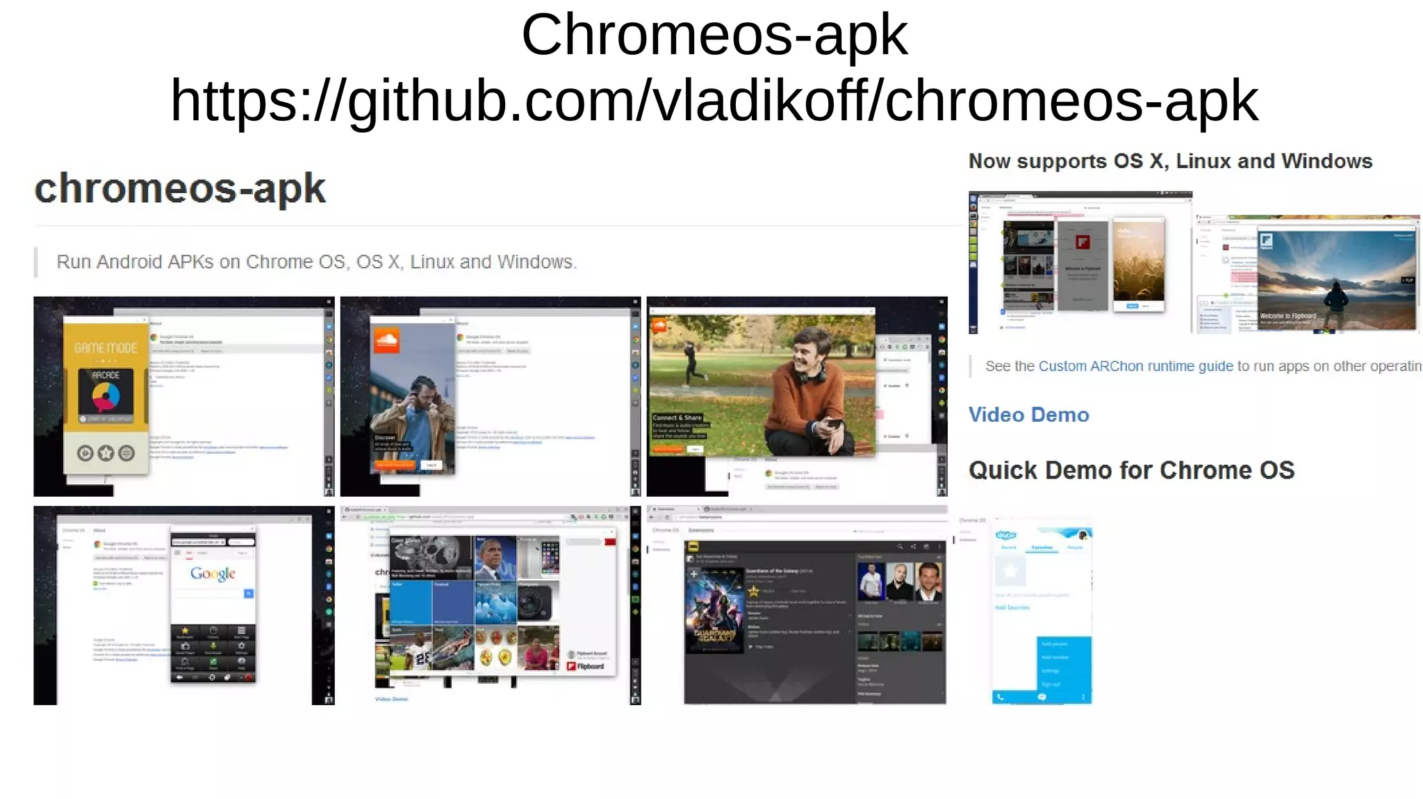 Chromeos-apk
https://github.com/vladikoff/chromeos-apk
 