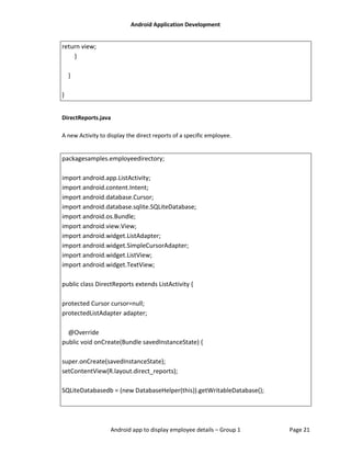 Android App To Display Employee Details | DOCX