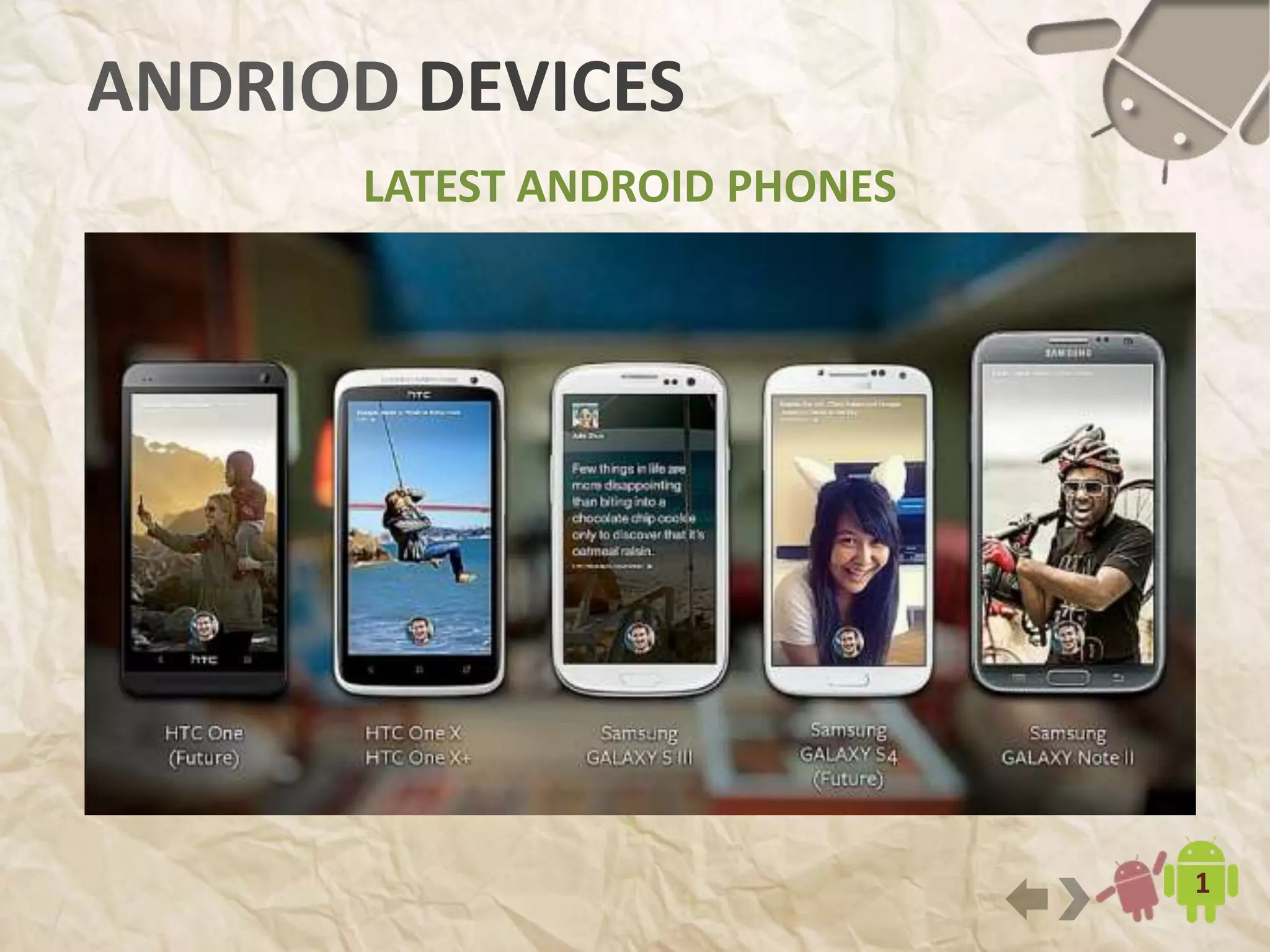LATEST ANDROID PHONES
14
ANDRIOD DEVICES
 