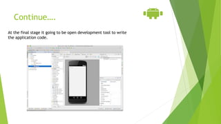 Continue….
At the final stage it going to be open development tool to write
the application code.
 
