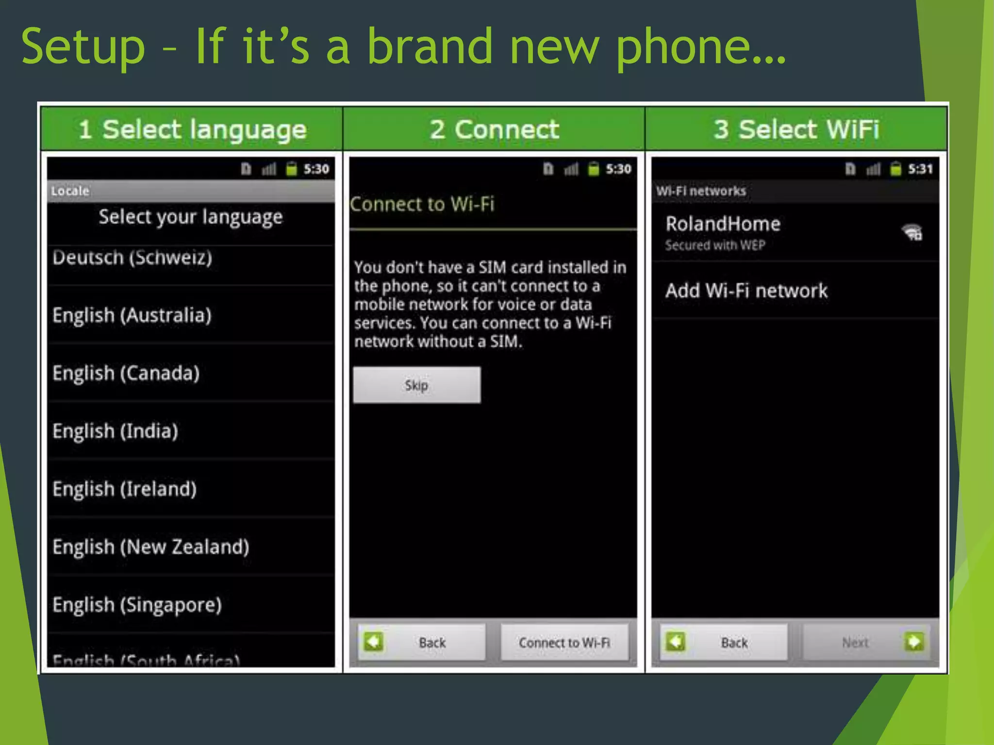 Setup – If it’s a brand new phone…
 