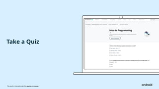 This work is licensed under the Apache 2.0 License
Take a Quiz
 