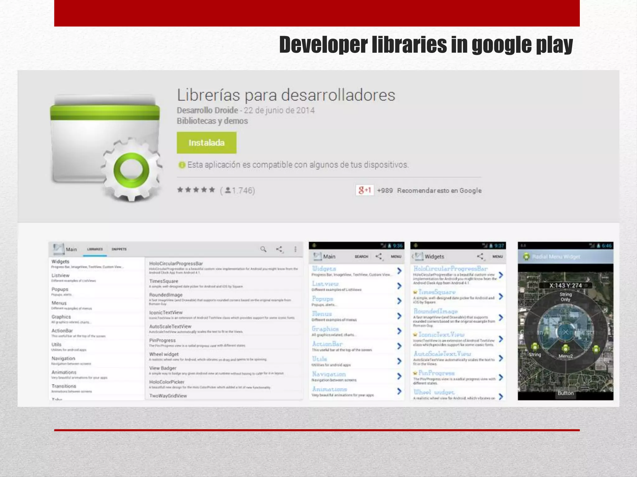 Developer libraries in google play
 