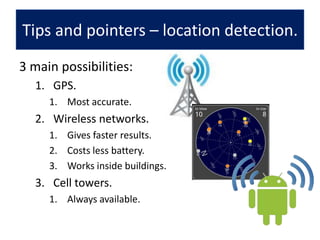 Everything that isn’t a UI action shouldn’t be on the UI thread, use:AsyncTask.TimerTask.Handler.Scheduled task.Thread.Then post your data on the UI thread.Tips and pointers – Avoid ANR.
