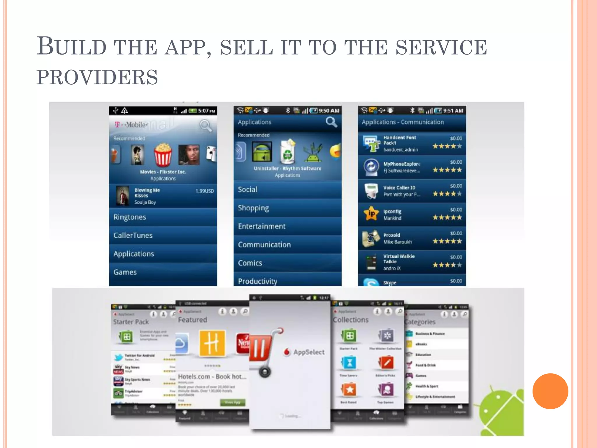 BUILD THE APP, SELL IT TO THE SERVICE
PROVIDERS