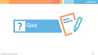 Quiz
© Simplilearn. All rights reserved. 40
 