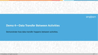Demo 4—Data Transfer Between Activities
Demonstrate how data transfer happens between activities.
27
© Simplilearn. All rights reserved.
 