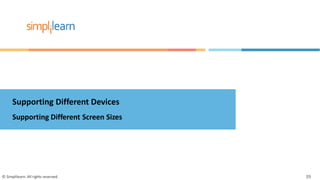 Supporting Different Devices
Supporting Different Screen Sizes
© Simplilearn. All rights reserved. 39
 