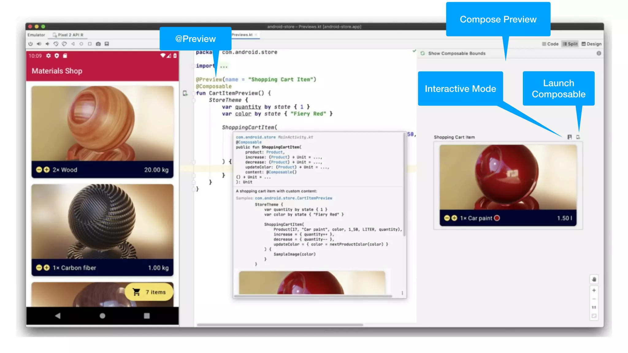 Compose Preview
Interactive Mode
Launch
Composable
@Preview
 