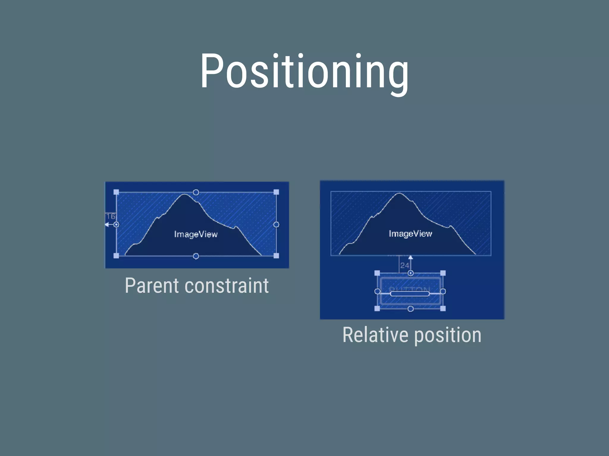Positioning
Parent constraint
Relative position
 