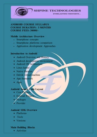 Android course syllabus | PDF