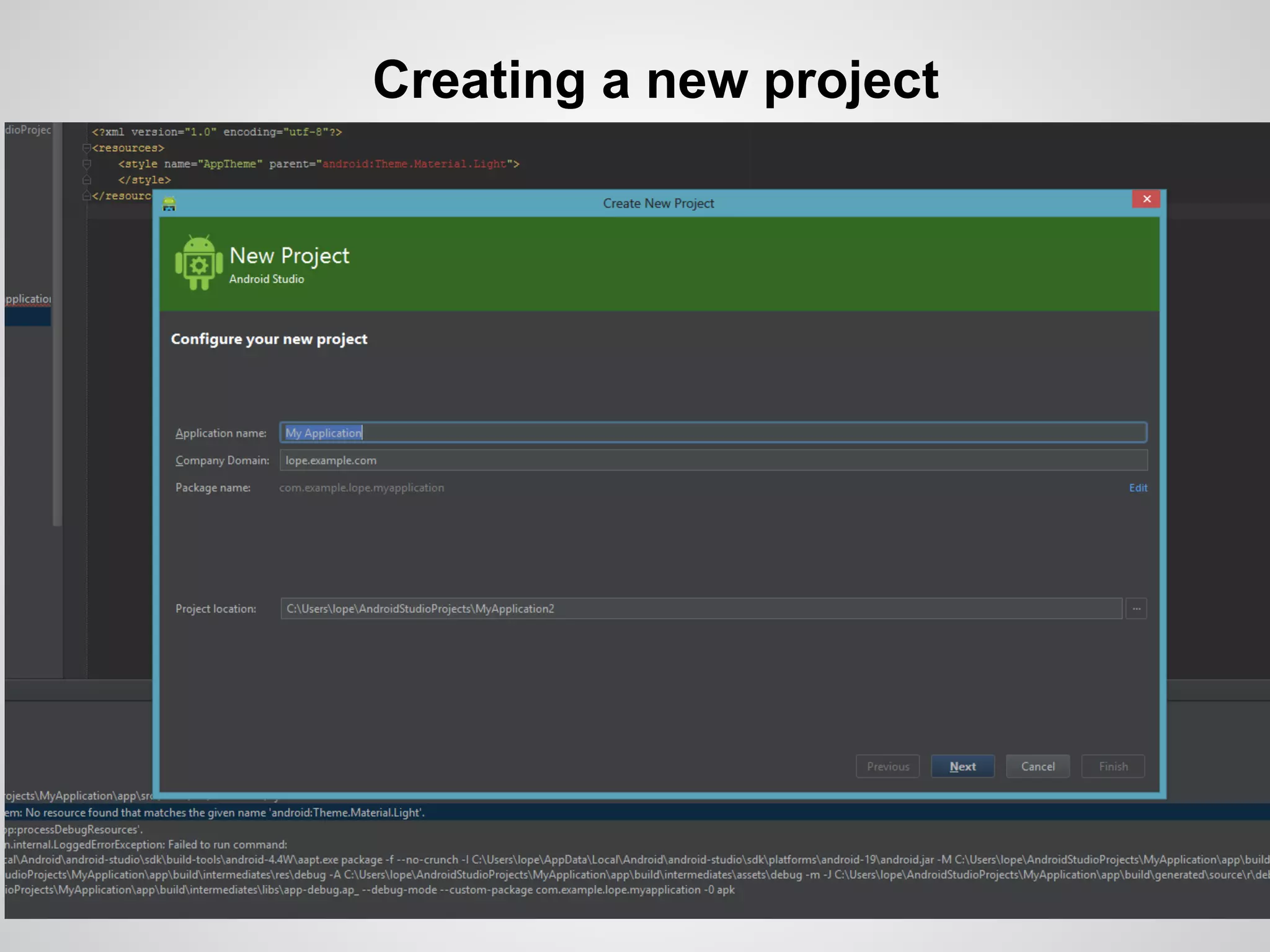 Creating a new project
 