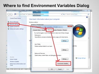 Where to find Environment Variables Dialog
 