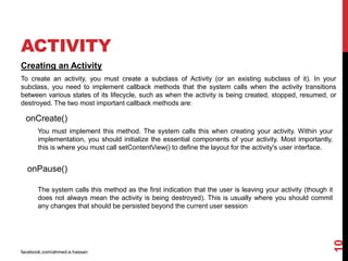 Android development session 2 - intent and activity | PPTX