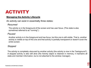 Android development session 2 - intent and activity | PPTX