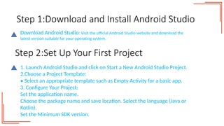 Comprehensive Guide to Android Development Using Android Studio | PPTX