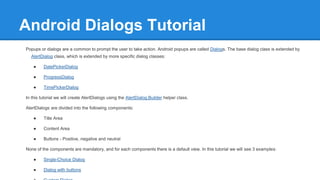 Android Dialogs Tutorial | PPTX