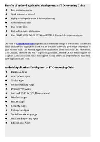 Android Application Development China - ITOutsourcingChina | PDF
