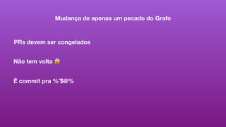 Mudança de apenas um pecado do Grafo
PRs devem ser congelados
Não tem volta 😱
É commit pra %ˆ$@%
 