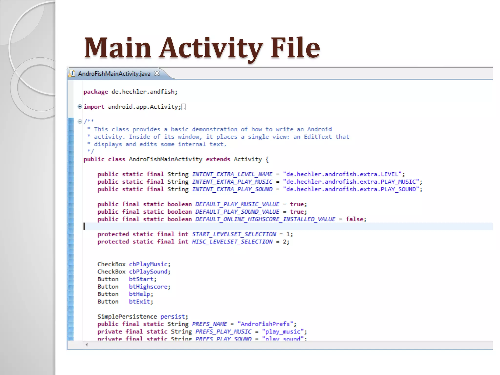 Main Activity File 
 