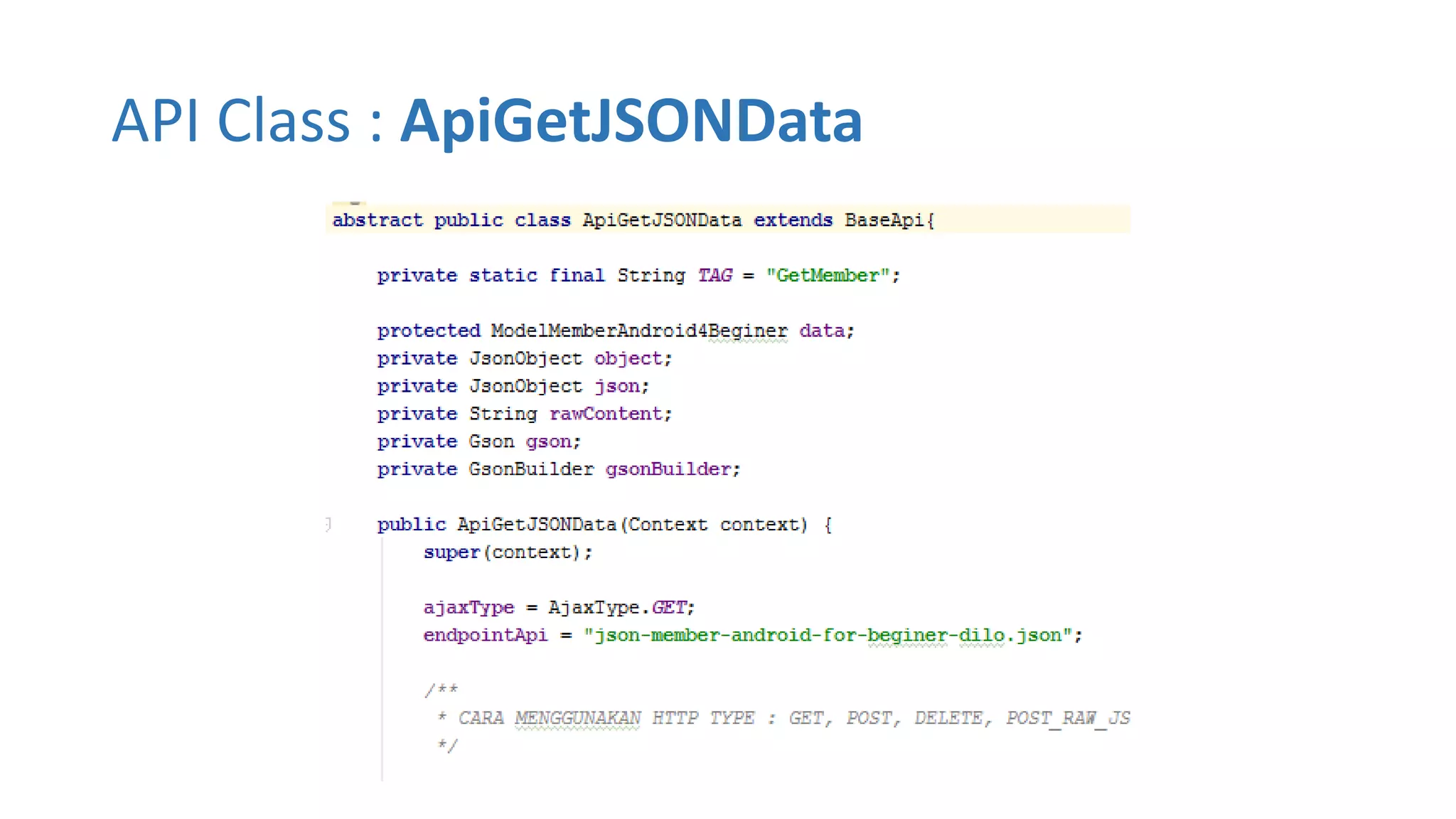 API Class : ApiGetJSONData
 