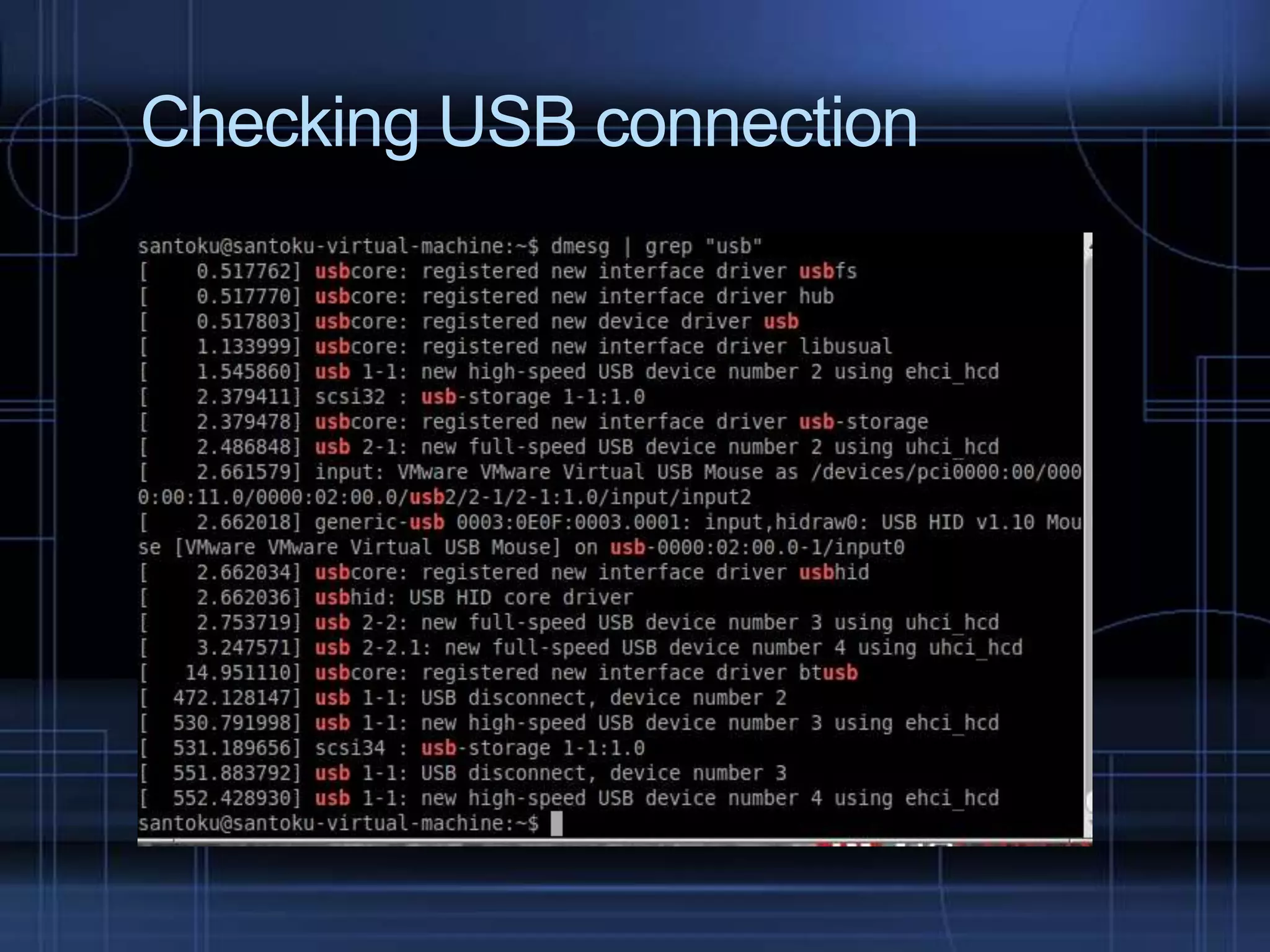 Checking USB connection

 