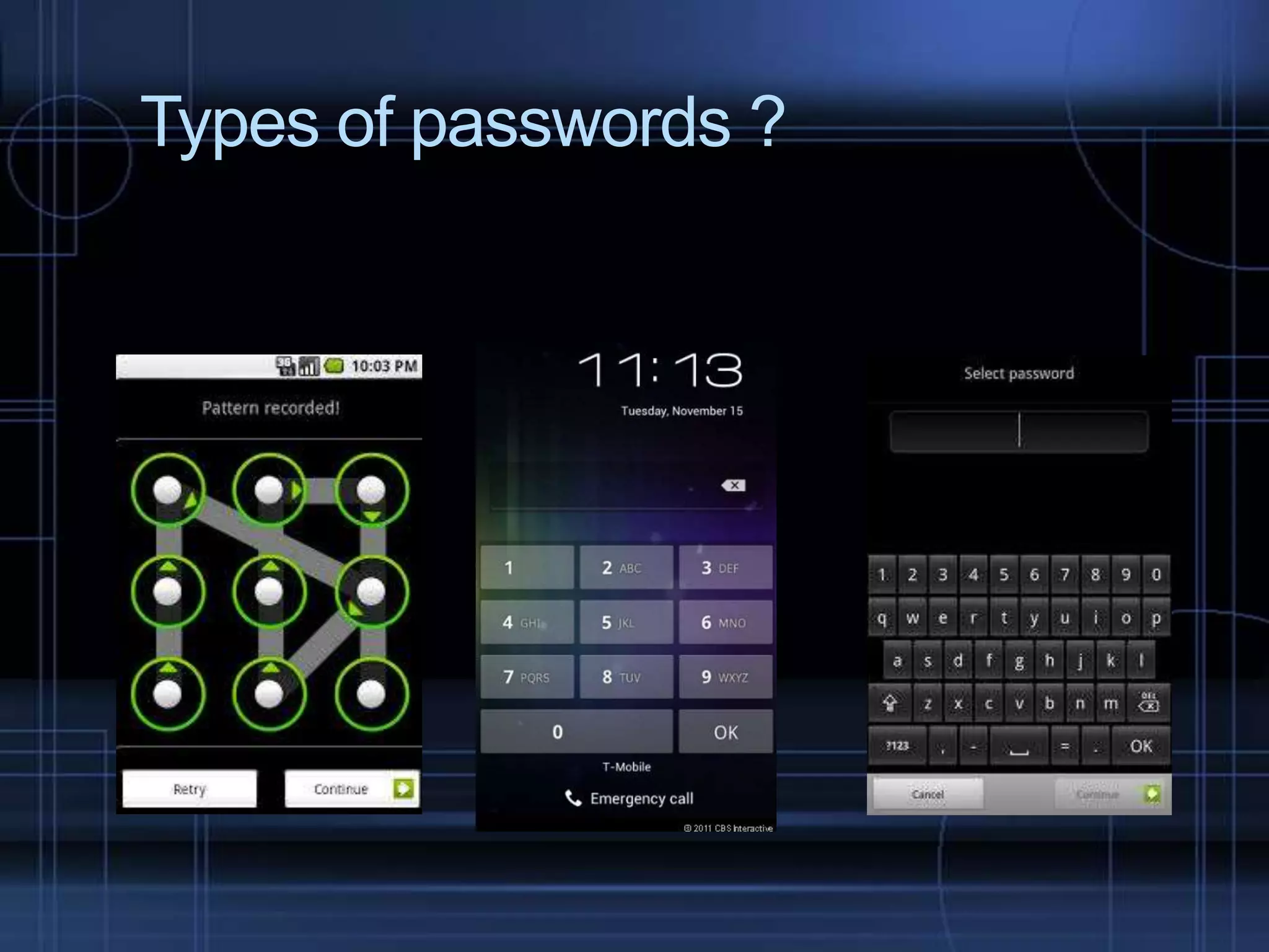 Types of passwords ?

 