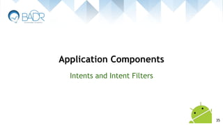 Intents and Intent Filters
Application Components
35
 