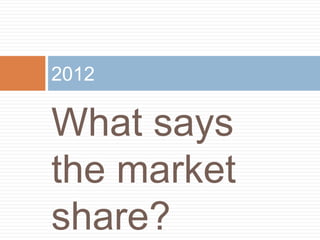 2012

What says
the market
share?
 