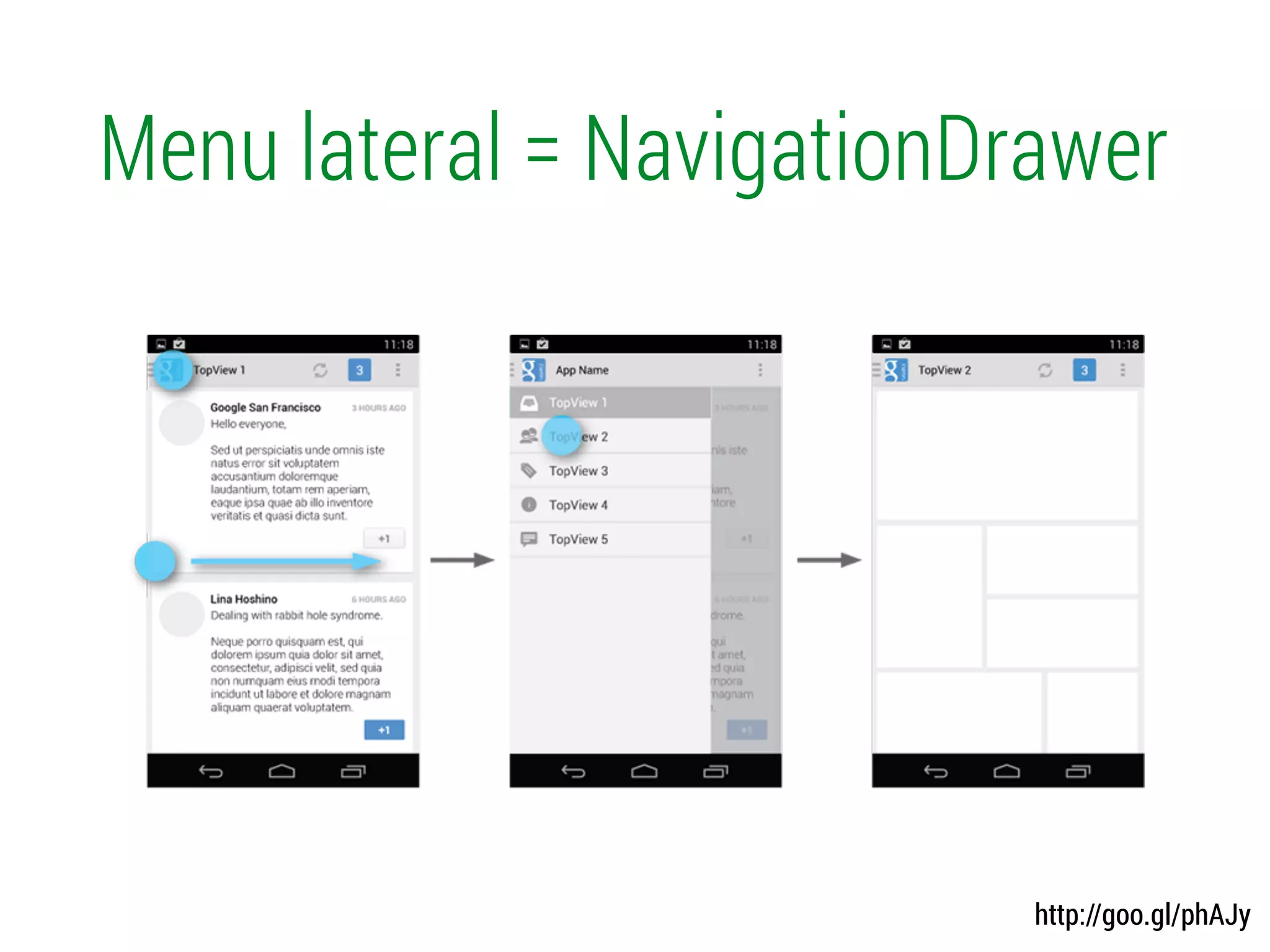 Menu lateral = NavigationDrawer
http://goo.gl/phAJy
 